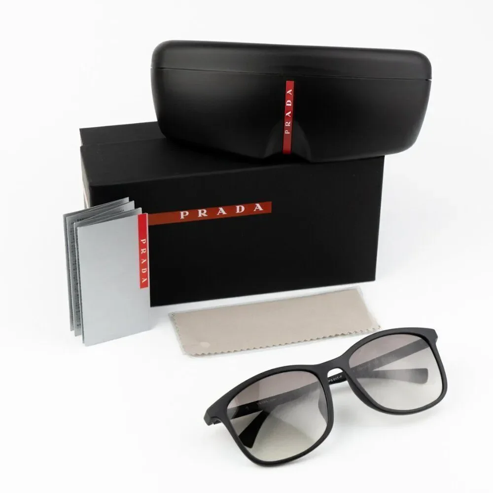 NEW Prada Linea Rossa PS01TSF DG00A7 Black Grey Gradient Rectangle Unisex